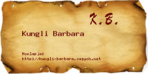 Kungli Barbara névjegykártya